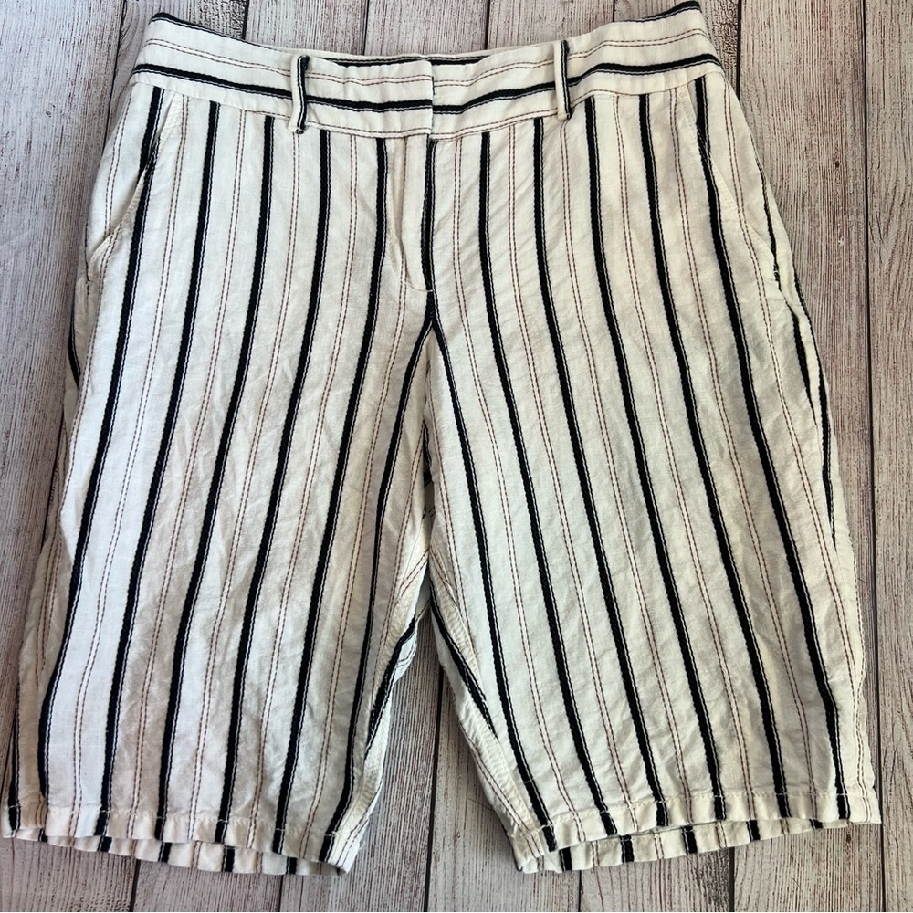 LOFT Ann Taylor Linen Blend Striped Shorts 6